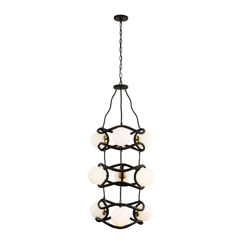 Nine Light Foyer Pendant<br /><span style="color:#4AB0CE;">Entrega: 4-10 dias en USA</span><br /><span style="color:#4AB0CE;font-size:60%;">PREGUNTE POR ENTREGA EN PANAMA</span><br />Collection: Black Betty<br />Finish: Carbon/French Gold