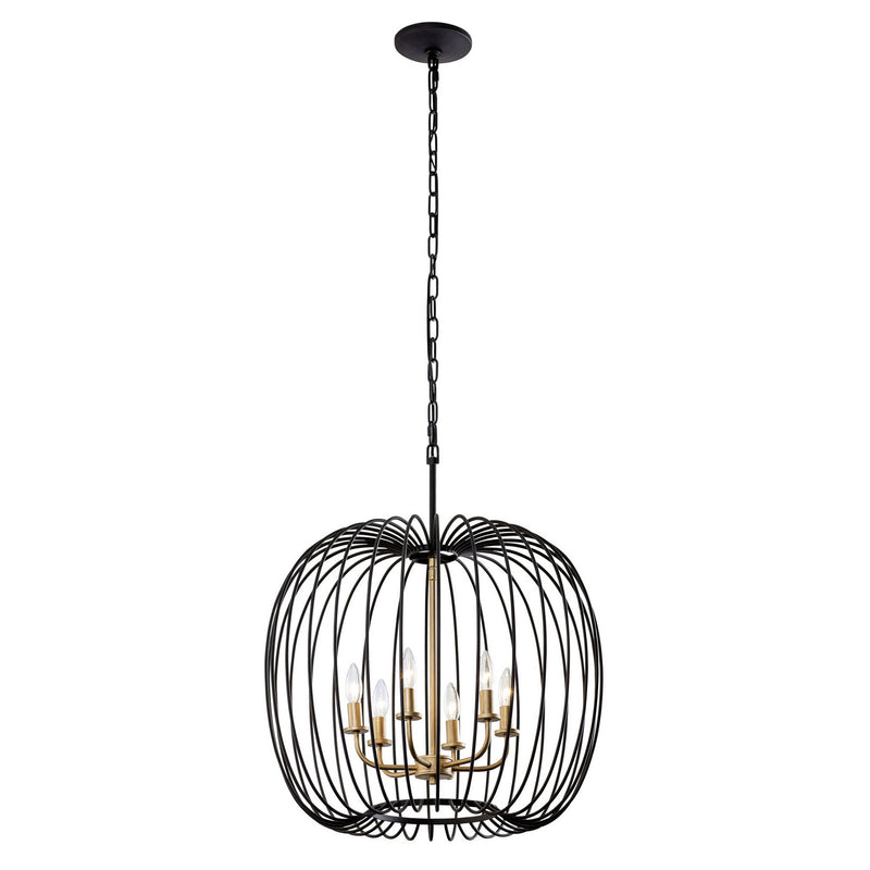 Six Light Pendant<br /><span style="color:#4AB0CE;">Entrega: 4-10 dias en USA</span><br /><span style="color:#4AB0CE;font-size:60%;">PREGUNTE POR ENTREGA EN PANAMA</span><br />Collection: Nico<br />Finish: Carbon/Havana Gold