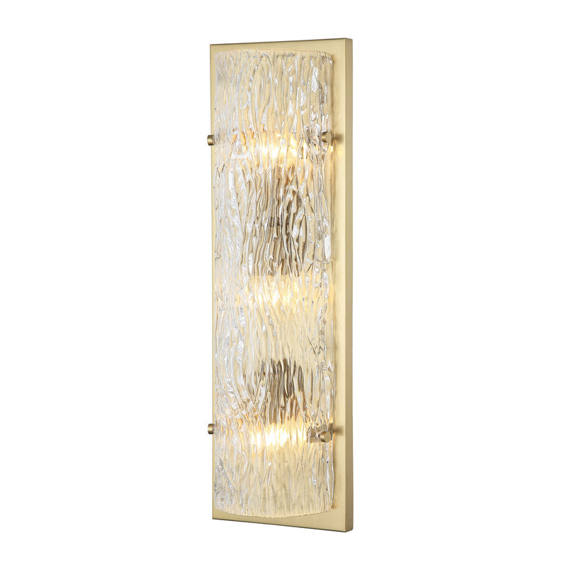 Three Light Wall Sconce<br /><span style="color:#4AB0CE;">Entrega: 4-10 dias en USA</span><br /><span style="color:#4AB0CE;font-size:60%;">PREGUNTE POR ENTREGA EN PANAMA</span><br />Collection: Morgan<br />Finish: Satin Brass