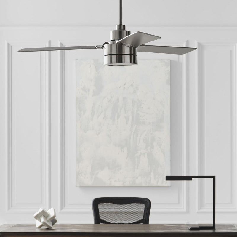 52" Ceiling Fan<br /><span style="color:#4AB0CE;">Entrega: 4-10 dias en USA</span><br /><span style="color:#4AB0CE;font-size:60%;">PREGUNTE POR ENTREGA EN PANAMA</span><br />Collection: Jovie<br />Finish: Brushed Steel