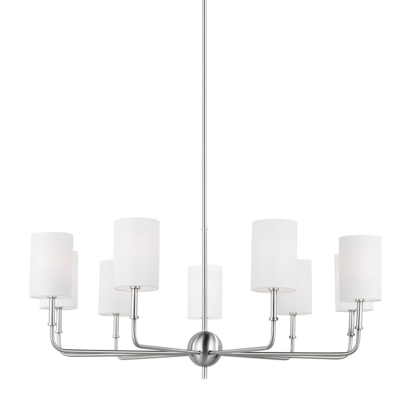 Nine Light Chandelier<br /><span style="color:#4AB0CE;">Entrega: 4-10 dias en USA</span><br /><span style="color:#4AB0CE;font-size:60%;">PREGUNTE POR ENTREGA EN PANAMA</span><br />Collection: Foxdale<br />Finish: Brushed Nickel