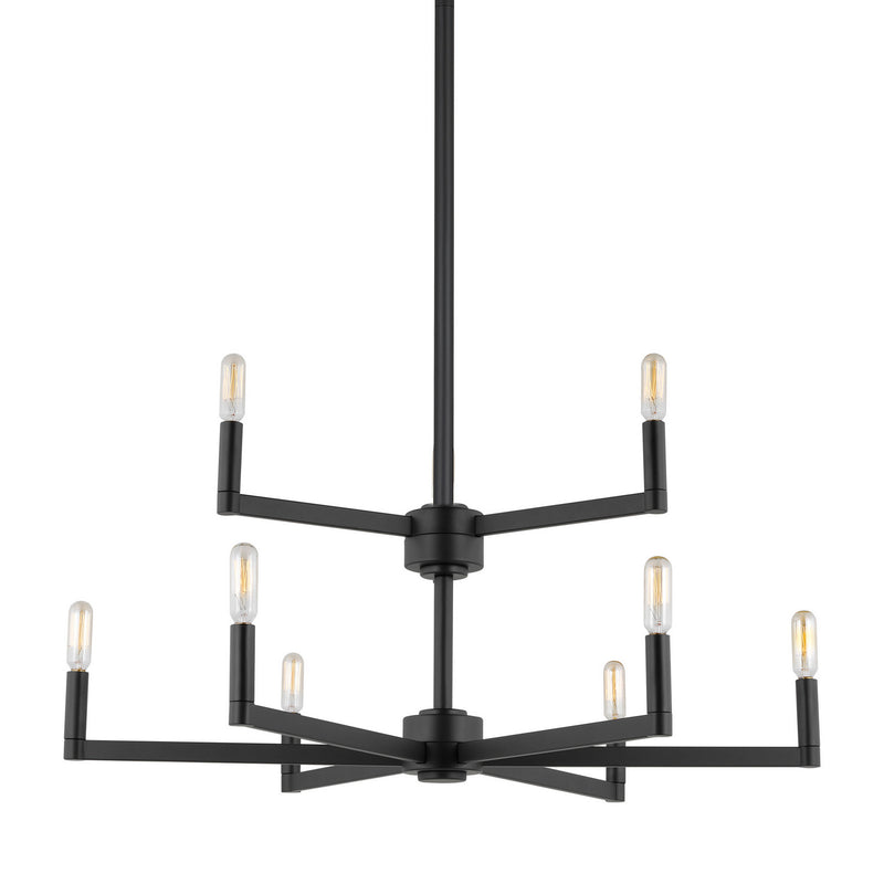 Nine Light Chandelier<br /><span style="color:#4AB0CE;">Entrega: 4-10 dias en USA</span><br /><span style="color:#4AB0CE;font-size:60%;">PREGUNTE POR ENTREGA EN PANAMA</span><br />Collection: Fullton<br />Finish: Midnight Black