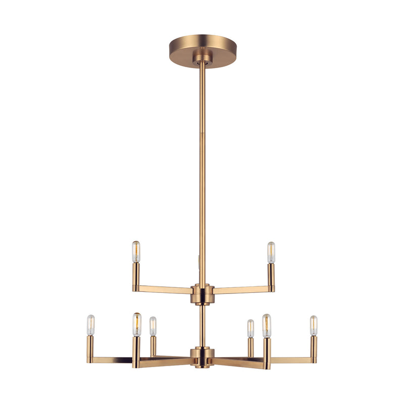 Nine Light Chandelier<br /><span style="color:#4AB0CE;">Entrega: 4-10 dias en USA</span><br /><span style="color:#4AB0CE;font-size:60%;">PREGUNTE POR ENTREGA EN PANAMA</span><br />Collection: Fullton<br />Finish: Satin Brass