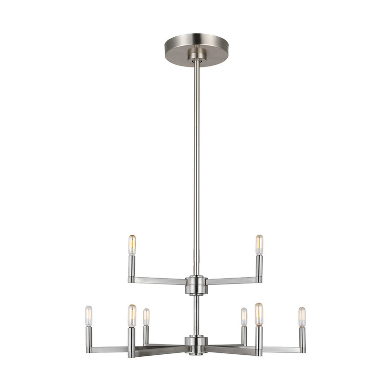 Nine Light Chandelier<br /><span style="color:#4AB0CE;">Entrega: 4-10 dias en USA</span><br /><span style="color:#4AB0CE;font-size:60%;">PREGUNTE POR ENTREGA EN PANAMA</span><br />Collection: Fullton<br />Finish: Brushed Nickel