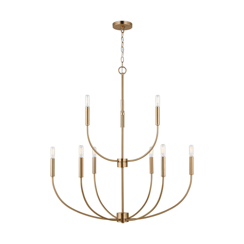 Nine Light Chandelier<br /><span style="color:#4AB0CE;">Entrega: 4-10 dias en USA</span><br /><span style="color:#4AB0CE;font-size:60%;">PREGUNTE POR ENTREGA EN PANAMA</span><br />Collection: Greenwich<br />Finish: Satin Brass