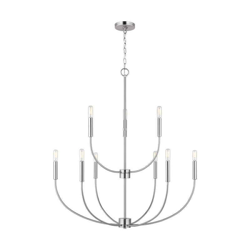 Nine Light Chandelier<br /><span style="color:#4AB0CE;">Entrega: 4-5 semanas en USA</span><br /><span style="color:#4AB0CE;font-size:60%;">PREGUNTE POR ENTREGA EN PANAMA</span><br />Collection: Greenwich<br />Finish: Brushed Nickel