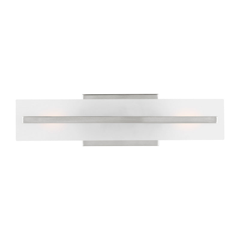 Two Light Bath Vanity<br /><span style="color:#4AB0CE;">Entrega: 4-10 dias en USA</span><br /><span style="color:#4AB0CE;font-size:60%;">PREGUNTE POR ENTREGA EN PANAMA</span><br />Collection: Dex<br />Finish: Brushed Nickel