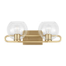 Two Light Bath Vanity<br /><span style="color:#4AB0CE;">Entrega: 4-10 dias en USA</span><br /><span style="color:#4AB0CE;font-size:60%;">PREGUNTE POR ENTREGA EN PANAMA</span><br />Collection: Codyn<br />Finish: Satin Brass