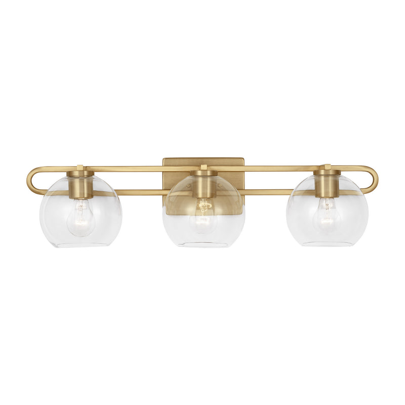 Three Light Bath Vanity<br /><span style="color:#4AB0CE;">Entrega: 4-10 dias en USA</span><br /><span style="color:#4AB0CE;font-size:60%;">PREGUNTE POR ENTREGA EN PANAMA</span><br />Collection: Codyn<br />Finish: Satin Brass
