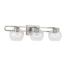 Three Light Bath Vanity<br /><span style="color:#4AB0CE;">Entrega: 4-10 dias en USA</span><br /><span style="color:#4AB0CE;font-size:60%;">PREGUNTE POR ENTREGA EN PANAMA</span><br />Collection: Codyn<br />Finish: Brushed Nickel
