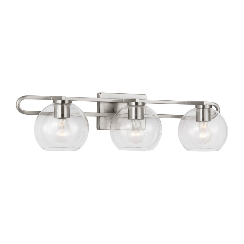 Three Light Bath Vanity<br /><span style="color:#4AB0CE;">Entrega: 4-10 dias en USA</span><br /><span style="color:#4AB0CE;font-size:60%;">PREGUNTE POR ENTREGA EN PANAMA</span><br />Collection: Codyn<br />Finish: Brushed Nickel
