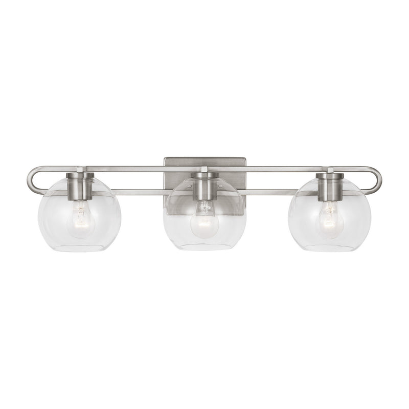 Three Light Bath Vanity<br /><span style="color:#4AB0CE;">Entrega: 4-10 dias en USA</span><br /><span style="color:#4AB0CE;font-size:60%;">PREGUNTE POR ENTREGA EN PANAMA</span><br />Collection: Codyn<br />Finish: Brushed Nickel