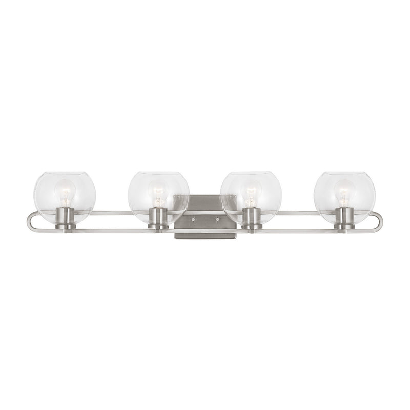 Four Light Bath Vanity<br /><span style="color:#4AB0CE;">Entrega: 4-10 dias en USA</span><br /><span style="color:#4AB0CE;font-size:60%;">PREGUNTE POR ENTREGA EN PANAMA</span><br />Collection: Codyn<br />Finish: Brushed Nickel