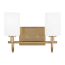 Two Light Bath Vanity<br /><span style="color:#4AB0CE;">Entrega: 4-10 dias en USA</span><br /><span style="color:#4AB0CE;font-size:60%;">PREGUNTE POR ENTREGA EN PANAMA</span><br />Collection: Oak Moore<br />Finish: Satin Brass
