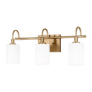 Three Light Bath Vanity<br /><span style="color:#4AB0CE;">Entrega: 4-10 dias en USA</span><br /><span style="color:#4AB0CE;font-size:60%;">PREGUNTE POR ENTREGA EN PANAMA</span><br />Collection: Oak Moore<br />Finish: Satin Brass