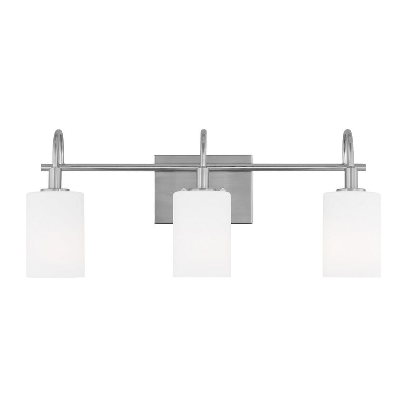 Three Light Bath Vanity<br /><span style="color:#4AB0CE;">Entrega: 4-10 dias en USA</span><br /><span style="color:#4AB0CE;font-size:60%;">PREGUNTE POR ENTREGA EN PANAMA</span><br />Collection: Oak Moore<br />Finish: Brushed Nickel