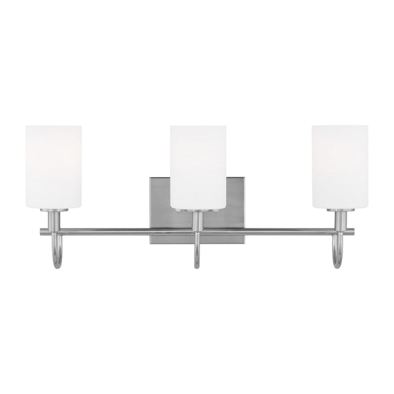 Three Light Bath Vanity<br /><span style="color:#4AB0CE;">Entrega: 4-10 dias en USA</span><br /><span style="color:#4AB0CE;font-size:60%;">PREGUNTE POR ENTREGA EN PANAMA</span><br />Collection: Oak Moore<br />Finish: Brushed Nickel