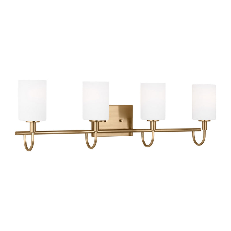 Four Light Bath Vanity<br /><span style="color:#4AB0CE;">Entrega: 8-9 semanas en USA</span><br /><span style="color:#4AB0CE;font-size:60%;">PREGUNTE POR ENTREGA EN PANAMA</span><br />Collection: Oak Moore<br />Finish: Satin Brass
