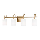 Four Light Bath Vanity<br /><span style="color:#4AB0CE;">Entrega: 4-10 dias en USA</span><br /><span style="color:#4AB0CE;font-size:60%;">PREGUNTE POR ENTREGA EN PANAMA</span><br />Collection: Oak Moore<br />Finish: Satin Brass