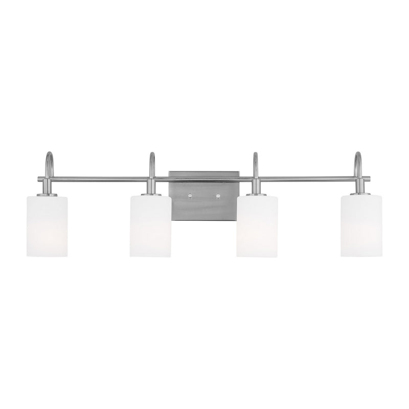 Four Light Bath Vanity<br /><span style="color:#4AB0CE;">Entrega: 8-9 semanas en USA</span><br /><span style="color:#4AB0CE;font-size:60%;">PREGUNTE POR ENTREGA EN PANAMA</span><br />Collection: Oak Moore<br />Finish: Brushed Nickel