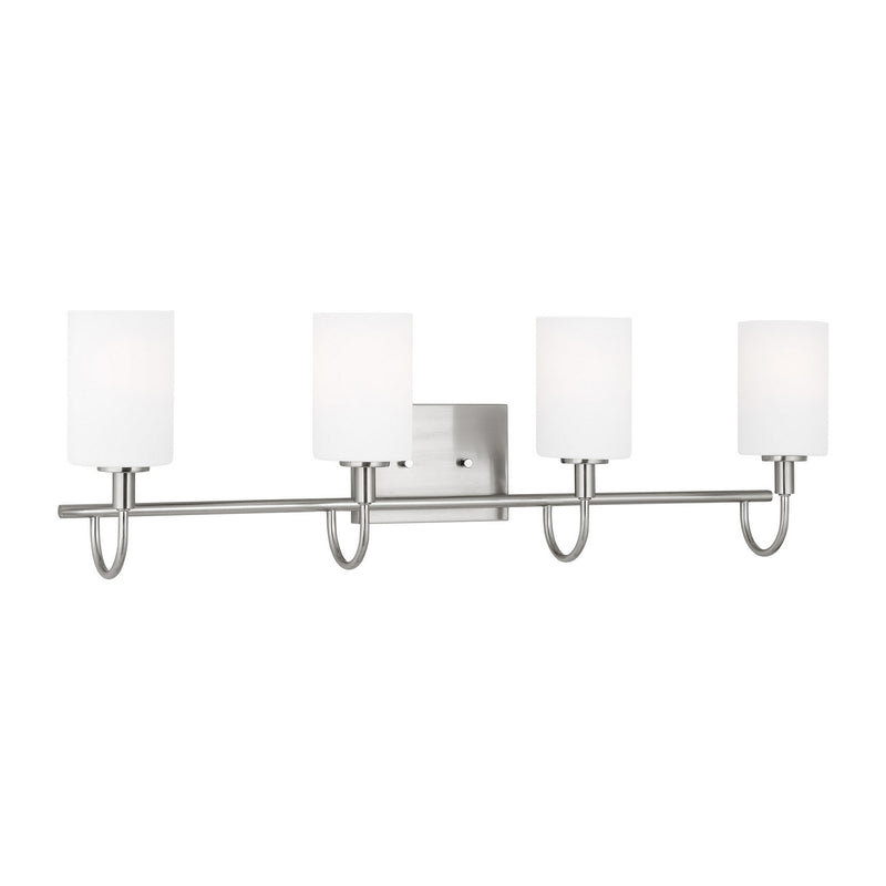 Four Light Bath Vanity<br /><span style="color:#4AB0CE;">Entrega: 8-9 semanas en USA</span><br /><span style="color:#4AB0CE;font-size:60%;">PREGUNTE POR ENTREGA EN PANAMA</span><br />Collection: Oak Moore<br />Finish: Brushed Nickel