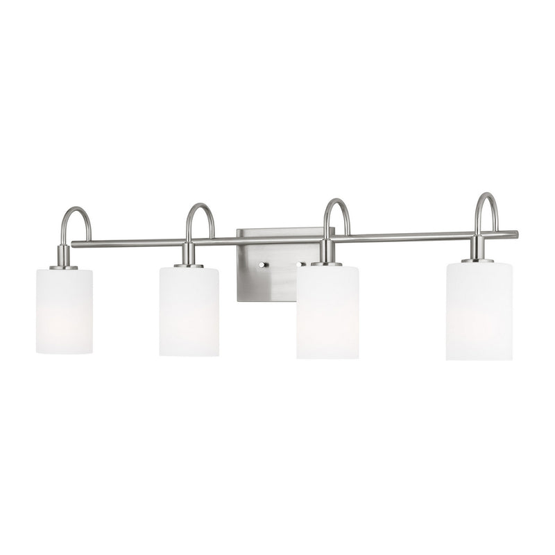 Four Light Bath Vanity<br /><span style="color:#4AB0CE;">Entrega: 8-9 semanas en USA</span><br /><span style="color:#4AB0CE;font-size:60%;">PREGUNTE POR ENTREGA EN PANAMA</span><br />Collection: Oak Moore<br />Finish: Brushed Nickel