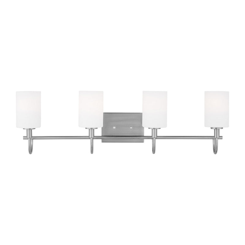 Four Light Bath Vanity<br /><span style="color:#4AB0CE;">Entrega: 8-9 semanas en USA</span><br /><span style="color:#4AB0CE;font-size:60%;">PREGUNTE POR ENTREGA EN PANAMA</span><br />Collection: Oak Moore<br />Finish: Brushed Nickel