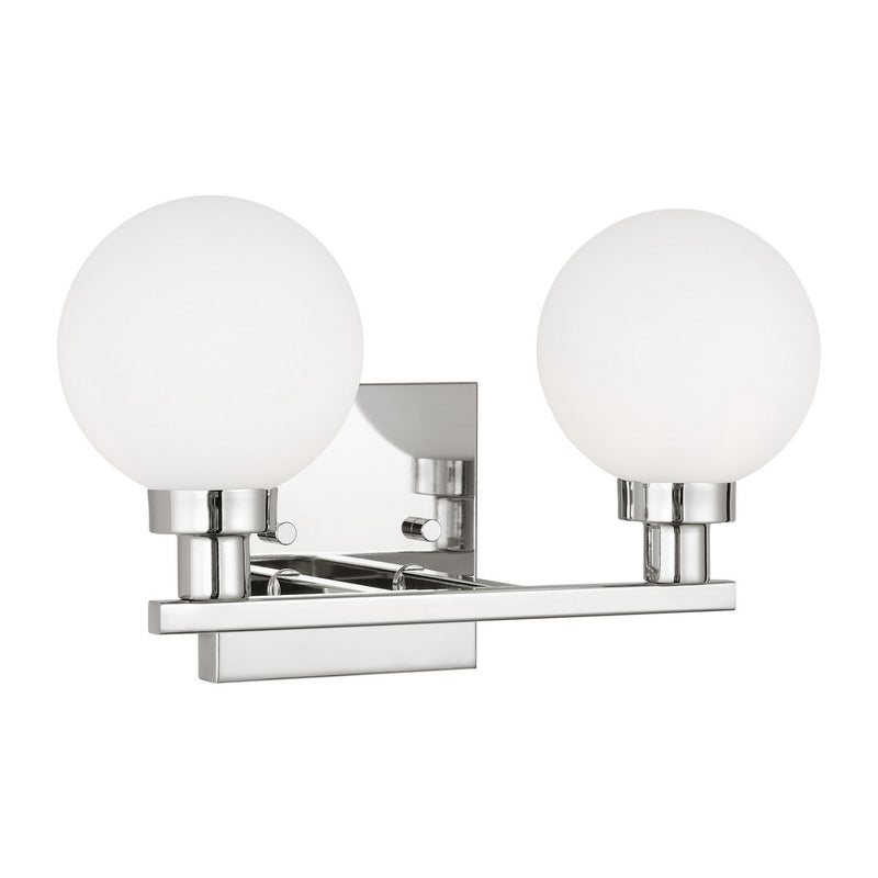 Two Light Bath Vanity<br /><span style="color:#4AB0CE;">Entrega: 4-10 dias en USA</span><br /><span style="color:#4AB0CE;font-size:60%;">PREGUNTE POR ENTREGA EN PANAMA</span><br />Collection: Clybourn<br />Finish: Chrome