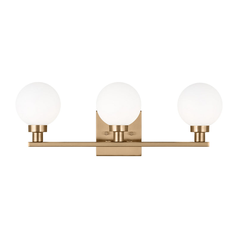 Three Light Bath Vanity<br /><span style="color:#4AB0CE;">Entrega: 4-10 dias en USA</span><br /><span style="color:#4AB0CE;font-size:60%;">PREGUNTE POR ENTREGA EN PANAMA</span><br />Collection: Clybourn<br />Finish: Satin Brass