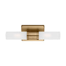 Two Light Bath Vanity<br /><span style="color:#4AB0CE;">Entrega: 4-10 dias en USA</span><br /><span style="color:#4AB0CE;font-size:60%;">PREGUNTE POR ENTREGA EN PANAMA</span><br />Collection: Keaton<br />Finish: Satin Brass