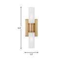Two Light Bath Vanity<br /><span style="color:#4AB0CE;">Entrega: 4-10 dias en USA</span><br /><span style="color:#4AB0CE;font-size:60%;">PREGUNTE POR ENTREGA EN PANAMA</span><br />Collection: Keaton<br />Finish: Satin Brass