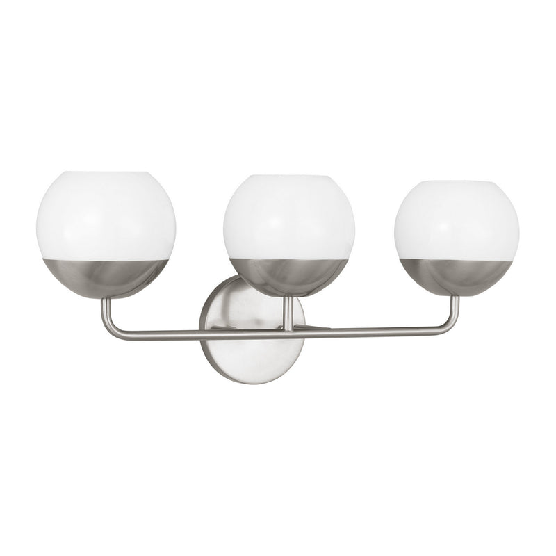 Three Light Bath Vanity<br /><span style="color:#4AB0CE;">Entrega: 4-10 dias en USA</span><br /><span style="color:#4AB0CE;font-size:60%;">PREGUNTE POR ENTREGA EN PANAMA</span><br />Collection: Alvin<br />Finish: Brushed Nickel