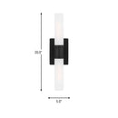 Two Light Bath Vanity<br /><span style="color:#4AB0CE;">Entrega: 4-10 dias en USA</span><br /><span style="color:#4AB0CE;font-size:60%;">PREGUNTE POR ENTREGA EN PANAMA</span><br />Collection: Keaton<br />Finish: Midnight Black