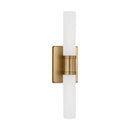 Two Light Bath Vanity<br /><span style="color:#4AB0CE;">Entrega: 4-10 dias en USA</span><br /><span style="color:#4AB0CE;font-size:60%;">PREGUNTE POR ENTREGA EN PANAMA</span><br />Collection: Keaton<br />Finish: Satin Brass