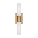 Two Light Bath Vanity<br /><span style="color:#4AB0CE;">Entrega: 4-10 dias en USA</span><br /><span style="color:#4AB0CE;font-size:60%;">PREGUNTE POR ENTREGA EN PANAMA</span><br />Collection: Keaton<br />Finish: Satin Brass