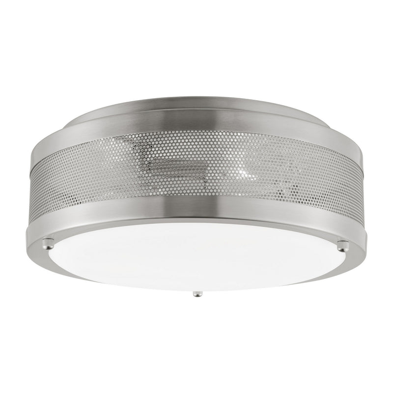 Three Light Flush Mount<br /><span style="color:#4AB0CE;">Entrega: 4-10 dias en USA</span><br /><span style="color:#4AB0CE;font-size:60%;">PREGUNTE POR ENTREGA EN PANAMA</span><br />Collection: Vander<br />Finish: Brushed Nickel