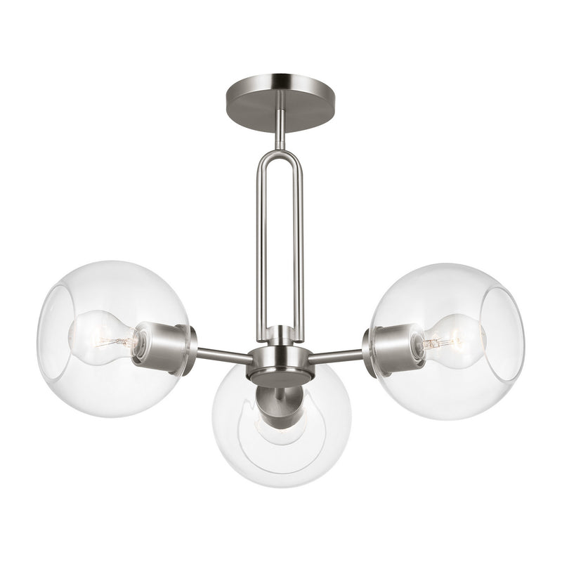 Three Light Semi-Flush Mount<br /><span style="color:#4AB0CE;">Entrega: 4-10 dias en USA</span><br /><span style="color:#4AB0CE;font-size:60%;">PREGUNTE POR ENTREGA EN PANAMA</span><br />Collection: Codyn<br />Finish: Brushed Nickel