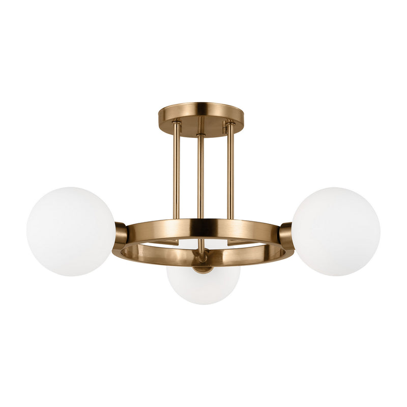 Three Light Semi-Flush Mount<br /><span style="color:#4AB0CE;">Entrega: 4-10 dias en USA</span><br /><span style="color:#4AB0CE;font-size:60%;">PREGUNTE POR ENTREGA EN PANAMA</span><br />Collection: Clybourn<br />Finish: Satin Brass