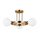 Three Light Semi-Flush Mount<br /><span style="color:#4AB0CE;">Entrega: 4-10 dias en USA</span><br /><span style="color:#4AB0CE;font-size:60%;">PREGUNTE POR ENTREGA EN PANAMA</span><br />Collection: Clybourn<br />Finish: Satin Brass