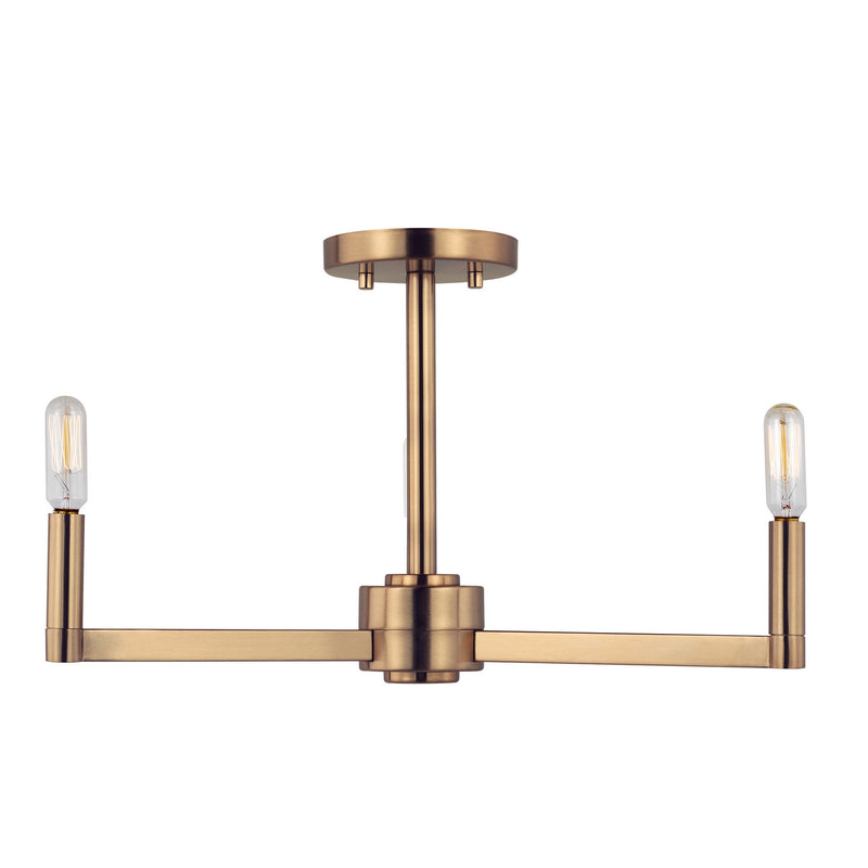 Three Light Semi-Flush Mount<br /><span style="color:#4AB0CE;">Entrega: 4-10 dias en USA</span><br /><span style="color:#4AB0CE;font-size:60%;">PREGUNTE POR ENTREGA EN PANAMA</span><br />Collection: Fullton<br />Finish: Satin Brass