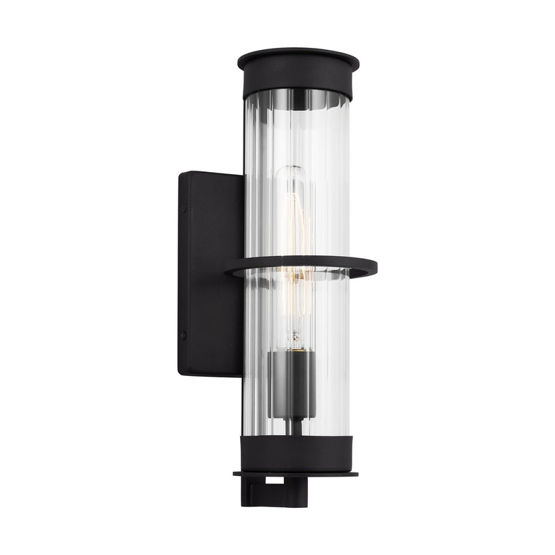 One Light Outdoor Wall Lantern<br /><span style="color:#4AB0CE;">Entrega: 5-6 semanas en USA</span><br /><span style="color:#4AB0CE;font-size:60%;">PREGUNTE POR ENTREGA EN PANAMA</span><br />Collection: Alcona<br />Finish: Black