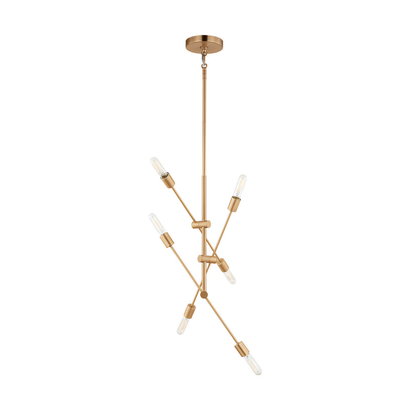 Six Light Chandelier<br /><span style="color:#4AB0CE;">Entrega: 4-10 dias en USA</span><br /><span style="color:#4AB0CE;font-size:60%;">PREGUNTE POR ENTREGA EN PANAMA</span><br />Collection: Axis<br />Finish: Satin Brass
