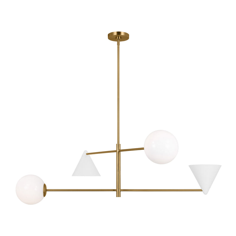 Four Light Chandelier<br /><span style="color:#4AB0CE;">Entrega: 4-10 dias en USA</span><br /><span style="color:#4AB0CE;font-size:60%;">PREGUNTE POR ENTREGA EN PANAMA</span><br />Collection: Cosmo<br />Finish: Matte White and Burnished Brass