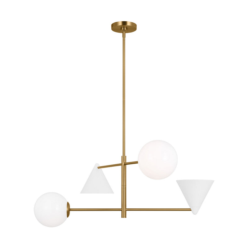 Four Light Chandelier<br /><span style="color:#4AB0CE;">Entrega: 4-10 dias en USA</span><br /><span style="color:#4AB0CE;font-size:60%;">PREGUNTE POR ENTREGA EN PANAMA</span><br />Collection: Cosmo<br />Finish: Matte White and Burnished Brass