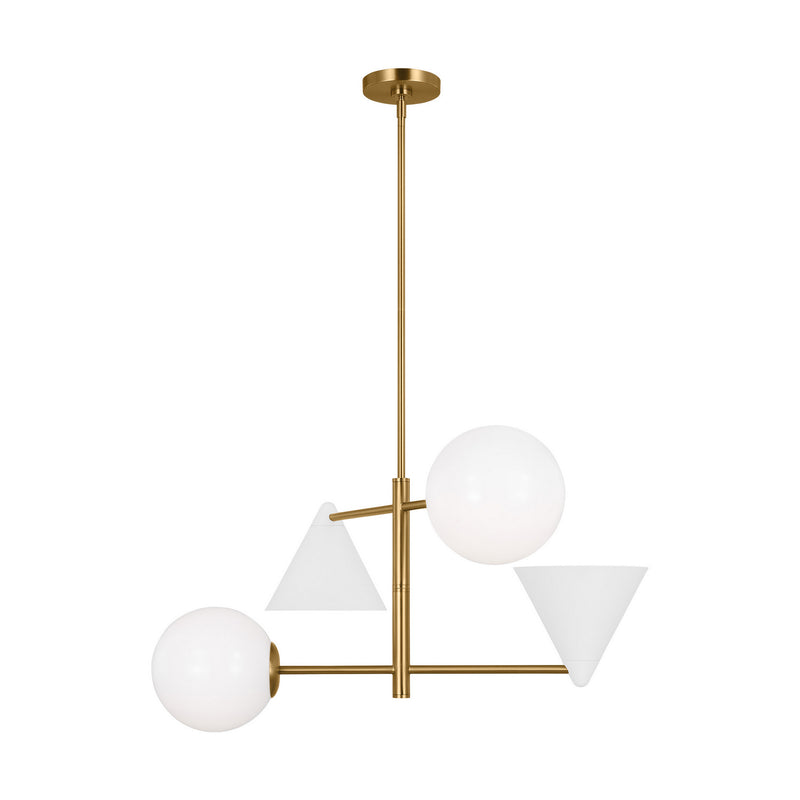 Four Light Chandelier<br /><span style="color:#4AB0CE;">Entrega: 4-10 dias en USA</span><br /><span style="color:#4AB0CE;font-size:60%;">PREGUNTE POR ENTREGA EN PANAMA</span><br />Collection: Cosmo<br />Finish: Matte White and Burnished Brass