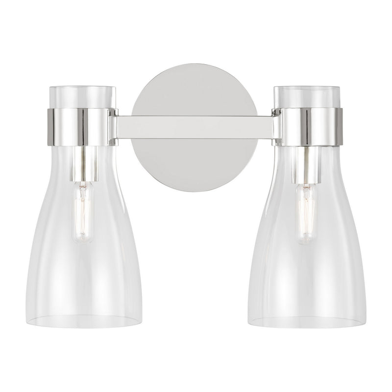 Two Light Bath Fixture<br /><span style="color:#4AB0CE;">Entrega: 4-10 dias en USA</span><br /><span style="color:#4AB0CE;font-size:60%;">PREGUNTE POR ENTREGA EN PANAMA</span><br />Collection: Moritz<br />Finish: Polished Nickel
