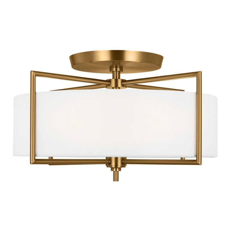 Three Light Semi-Flush Mount<br /><span style="color:#4AB0CE;">Entrega: 4-10 dias en USA</span><br /><span style="color:#4AB0CE;font-size:60%;">PREGUNTE POR ENTREGA EN PANAMA</span><br />Collection: Perno<br />Finish: Burnished Brass