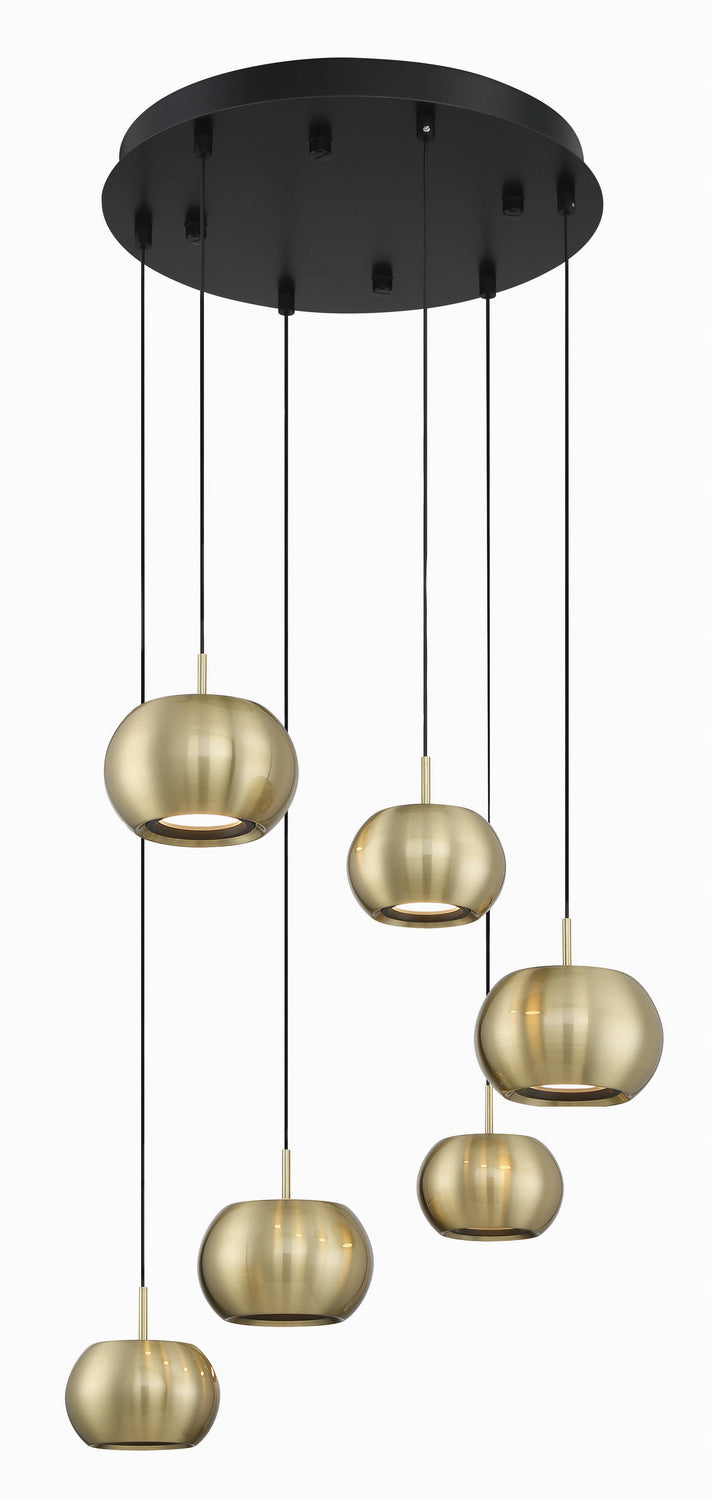 George Kovacs - P5474-884-L - LED Pendant - Halo - Coal And Brushed Gold