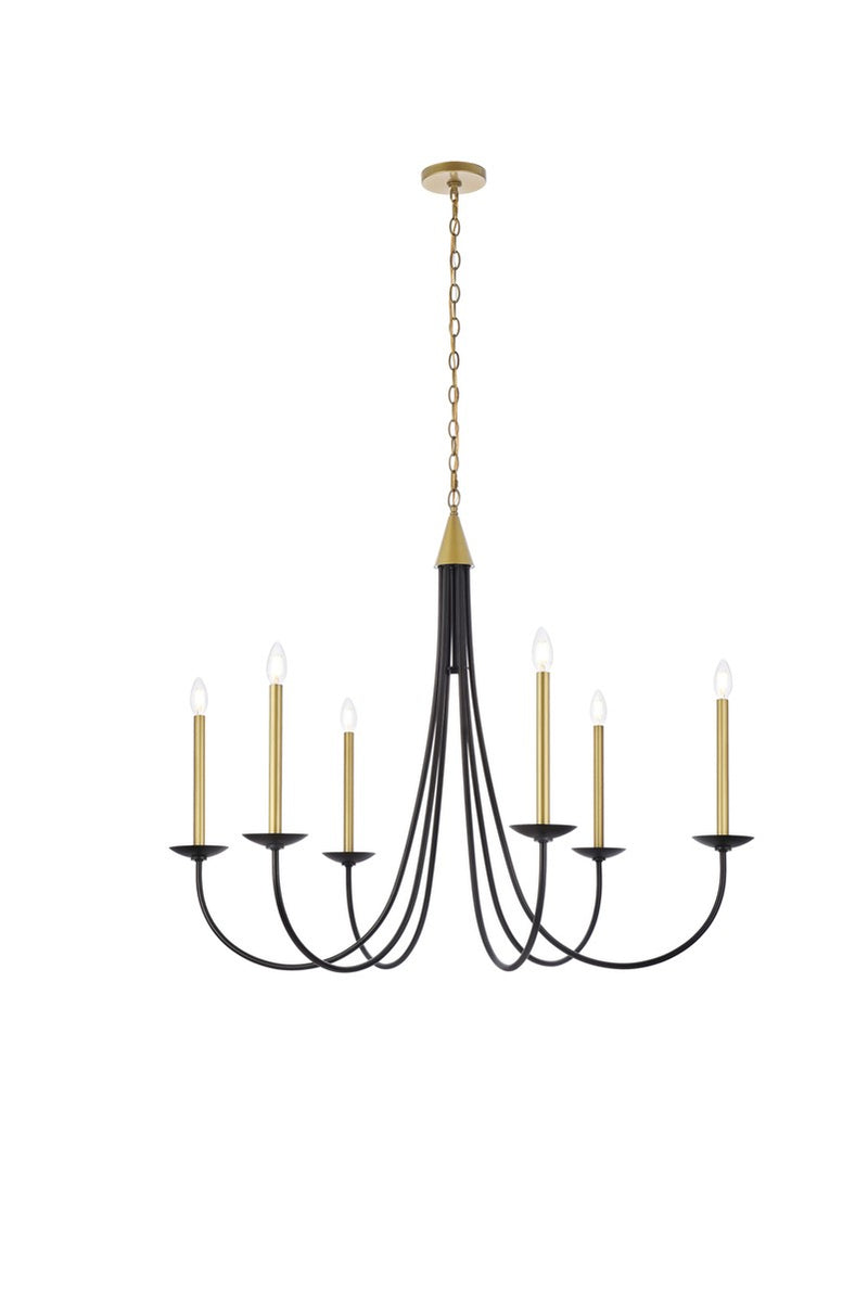 Elegant Lighting - LD810D42BRK - Six Light Pendant - Cohen - Black And Brass