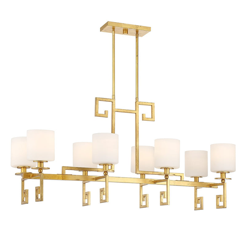 Eight Light Linear Chandelier<br /><span style="color:#4AB0CE;">Entrega: 4-10 dias en USA</span><br /><span style="color:#4AB0CE;font-size:60%;">PREGUNTE POR ENTREGA EN PANAMA</span><br />Collection: Quatrain<br />Finish: True Gold